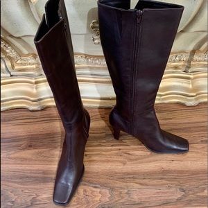 Women Within New Brown Leather Knee High Boots